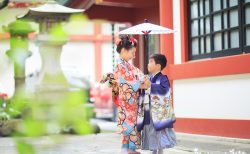 日枝神社　アンティーク着物で七五三出張撮影