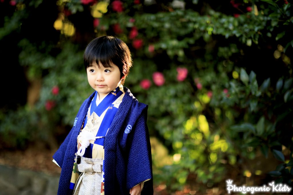 男の子のアンティーク着物。根津神社に七五三出張撮影させていただき 