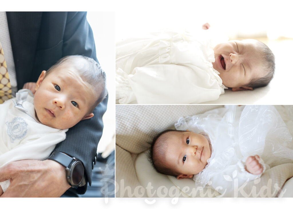 お宮参りの日の赤ちゃんのアップ