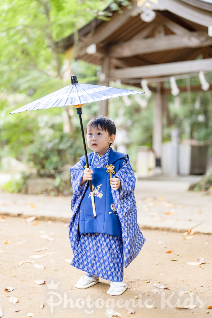 鎌ケ谷市の神社で七五三祝いの3歳男の子のソロカット
