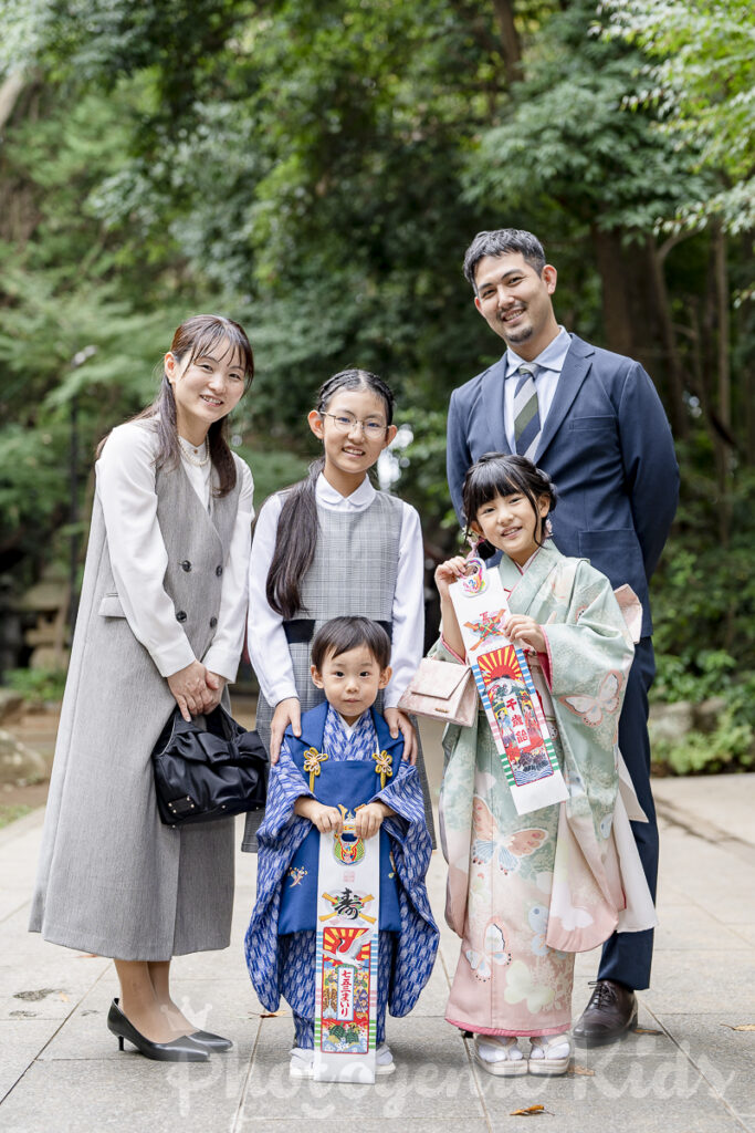 千葉県鎌ケ谷市での七五三出張撮影で撮った家族の集合写真