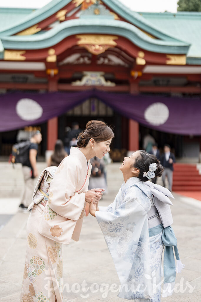 日枝神社で撮影した母と娘の親子写真（1/2成人式）